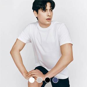 [지오다노] 남성 여름 라운드넥 슬림핏 기능성 스판 면 반팔 티셔츠 025216