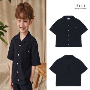 [빈]BA21BL01DN네이비 리조트 시어서커 셔츠