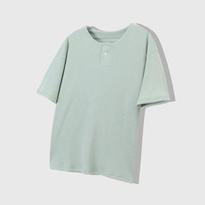 [다잇템]남성 티셔츠 엷은 SS 버튼 헨리넥 베이직 (35831433A)