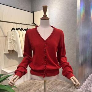 [ab.f.z]AOA5QY31G_V넥 프릴 라인 가디건