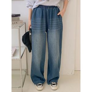 [올리비에스클로젯]데일리 와이드 워싱 데님 밴딩 팬츠_O2603DP0