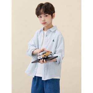 [빈폴키즈] 리넨폴리 혼방 스트라이프 셔츠  그린 (BI6364U02M)