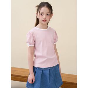 [빈폴키즈] 여아 베이직 골지 반소매 티셔츠  라이트 핑크 (BI6342G07Y)