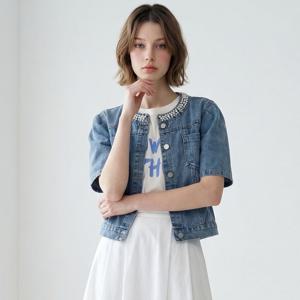 [포커스]진주 포인트 퍼프 데님 자켓 PBVFF6M1JK1131
