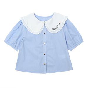 [티파니(정상)]카라 배색 블루BL T32KSB010