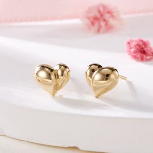 [비앤비골드] 14K 물방울 볼륨 하트 침귀걸이 한쌍 MNE42438