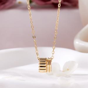 [비앤비골드] 14K 언발 버티컬 라인컷 체인 목걸이 MNN42434