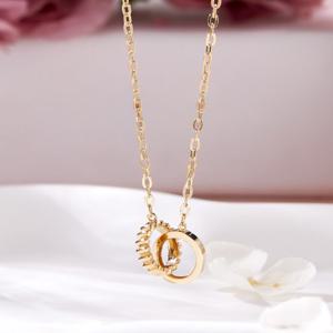 [비앤비골드] 14K 버티컬 크로스 더블링 체인 목걸이 MNN42433