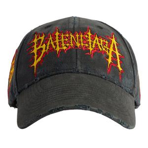 발렌시아가 볼드 로고 자수 디스트레스 캡 869515410B2 1002