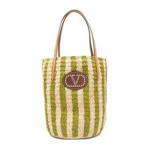 발렌티노 오벌 로고 패치 버티컬 스트라이프 토트백 8W2B0R37UH