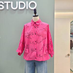 [수스]레터링 셔츠 S262BBL457/핫핑크,화이트_YS