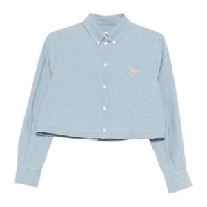 메종키츠네 폭스 패치 크롭 데님 셔츠 QW00402 WC50060434