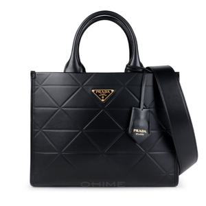 프라다 토트백 레더 심볼 스티치 미디엄 블랙 1BA379 ASK F0002