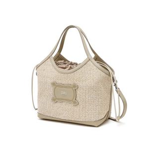 [닥스ACC][SUMMER RAFFIA] 소가죽 배색 라이트 베이지 라피아 토트 M DCBA6E160