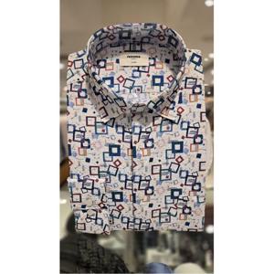 레노마셔츠 컬러도형폴리시어서커프린트 (RQSSG1078WH)