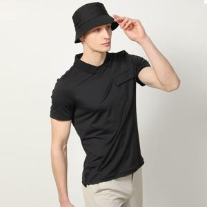 [홀릭앤플레이] (남성)우븐패치 포켓 카라 레이어드 티셔츠_HD2MTS006