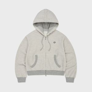 와키윌리후드집업 CQK WA2601HZ63CM 우먼스 테리 스트라이프 크롭 후드집업 크림