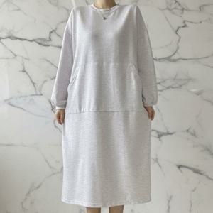 [신상오픈런]KSO5A06여성용 캥거루 포켓 퍼프 임신 롱드레스 무