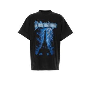 발렌시아가 반팔 티셔츠 850345TUVE7 1000 BLACK