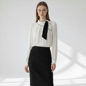 [아니베에프][아니베에프]프릴넥 타이 블라우스 A62WTB500