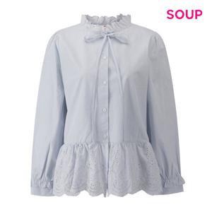 SOUP  아일렛 펀칭 러플 타이 블라우스 (S63LS08)