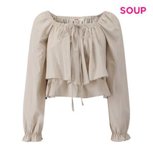 SOUP  더블 프릴 타이 셔링 블라우스 (S63LS10)