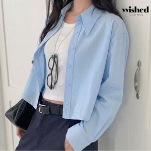 [위시드]스탠다드 세미 크롭 긴팔 셔츠 (WIDABL002)