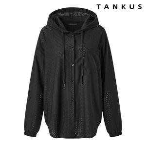 [탱커스]펀칭 디테일 루즈핏 후드 긴팔 셔츠 (TY1BL011L0)