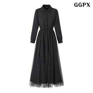 [GGPX]로맨틱 무드 셔링 레이어드 셔츠 롱 원피스 (GQAOW008D)