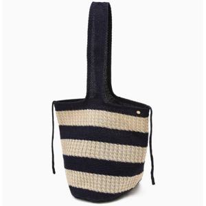 [헤지스ACC] 네이비 스트라이프 라피아 숄더백L HIBA6E801N2