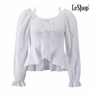 [르샵] 백 스모크 러플 뷔스티에 블라우스 (BQ3BL017A)