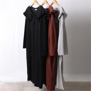 [강물처럼]빅사이즈사랑해요 F525L110 긴팔프릴포켓롱원피스 RA