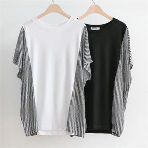 [강물처럼]빅사이즈사랑해요 A540L106 잔줄 양배색 루즈반팔 NB