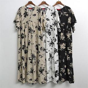 [강물처럼]빅사이즈사랑해요 E114L106 브러쉬플라워롱원피스 GR