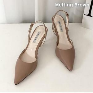 [로즈블로썸][멜팅브라운] 여성 데일리 슬링백 스틸레토 힐 7cm