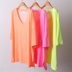 [강물처럼]빅사이즈사랑해요 D503L105 무지네온오버핏반팔티 KY