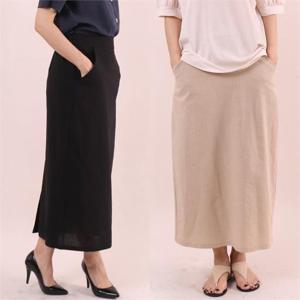 [강물처럼]빅사이즈사랑해요 5448L105 백 트임 린넨 스커트 WW (
