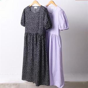 [강물처럼]빅사이즈사랑해요 D427L105 로미꽃셔링퍼프원피스 DL