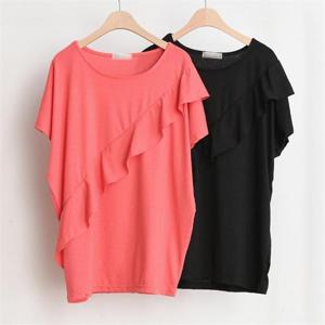 [강물처럼]빅사이즈사랑해요 9748L105 사선프릴 페미닌 티 NB (6