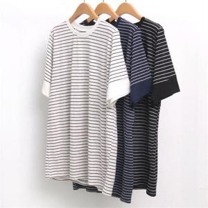 [강물처럼]빅사이즈사랑해요 5532L104 립 린넨 단가라 반팔 PS (