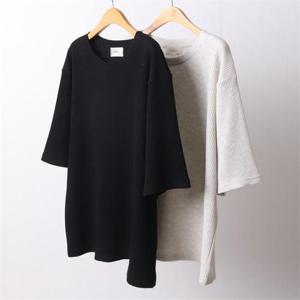 [강물처럼]빅사이즈사랑해요 D337L104 박시가오리와플반팔티 GY