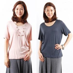 [강물처럼]빅사이즈사랑해요 1733L104 쫀쫀 U넥 반팔티 WW (6884