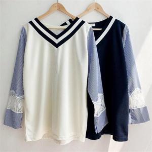 [강물처럼]빅사이즈사랑해요 B010L103 마린레이스배색셔츠 BS (6