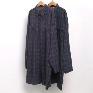 [강물처럼]빅사이즈사랑해요 6210L103 투 포켓 체크 롱 남방 WW