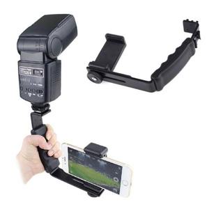 장비 휴대폰 홀더 L형 핫슈 촬영 핸들 그립 브라켓 셀카봉 마이크