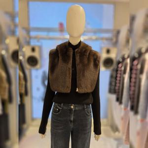 [쥬크]후드 퍼 집업 크롭 베스트 (Z254PSF651)