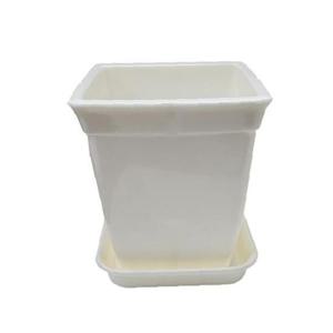 정사각 백색 도자기느낌 플라스틱화분 4호