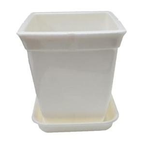 정사각 백색 도자기느낌 플라스틱화분 7호