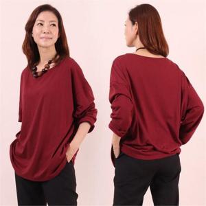 [강물처럼]빅사이즈사랑해요 6449L103 무지 루즈 슬라브 티 WW (