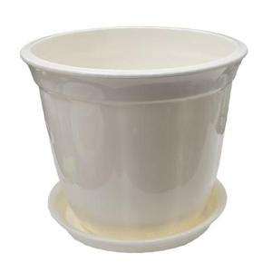라인원형 백색 도자기느낌 플라스틱화분 7호